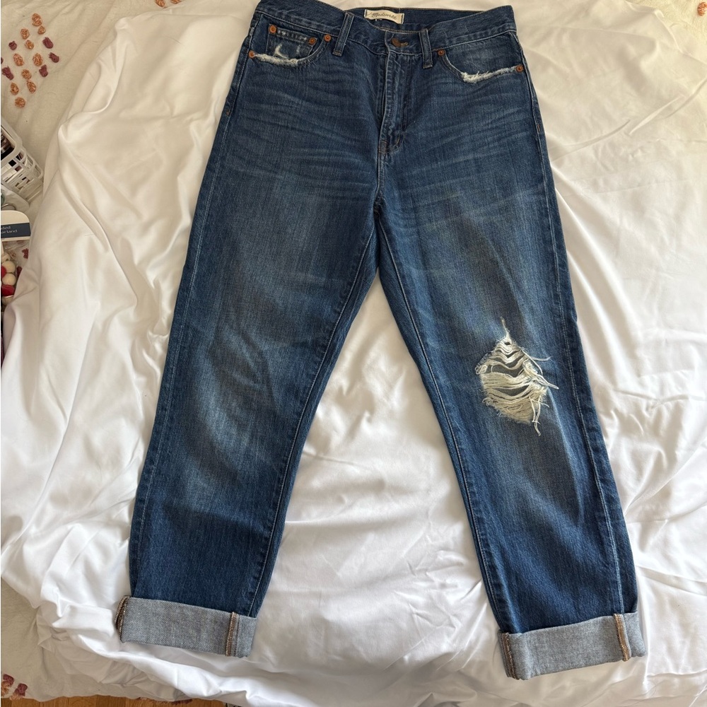 Madewell Blue Boyfriend Jeans Relaxed Fit Distressed